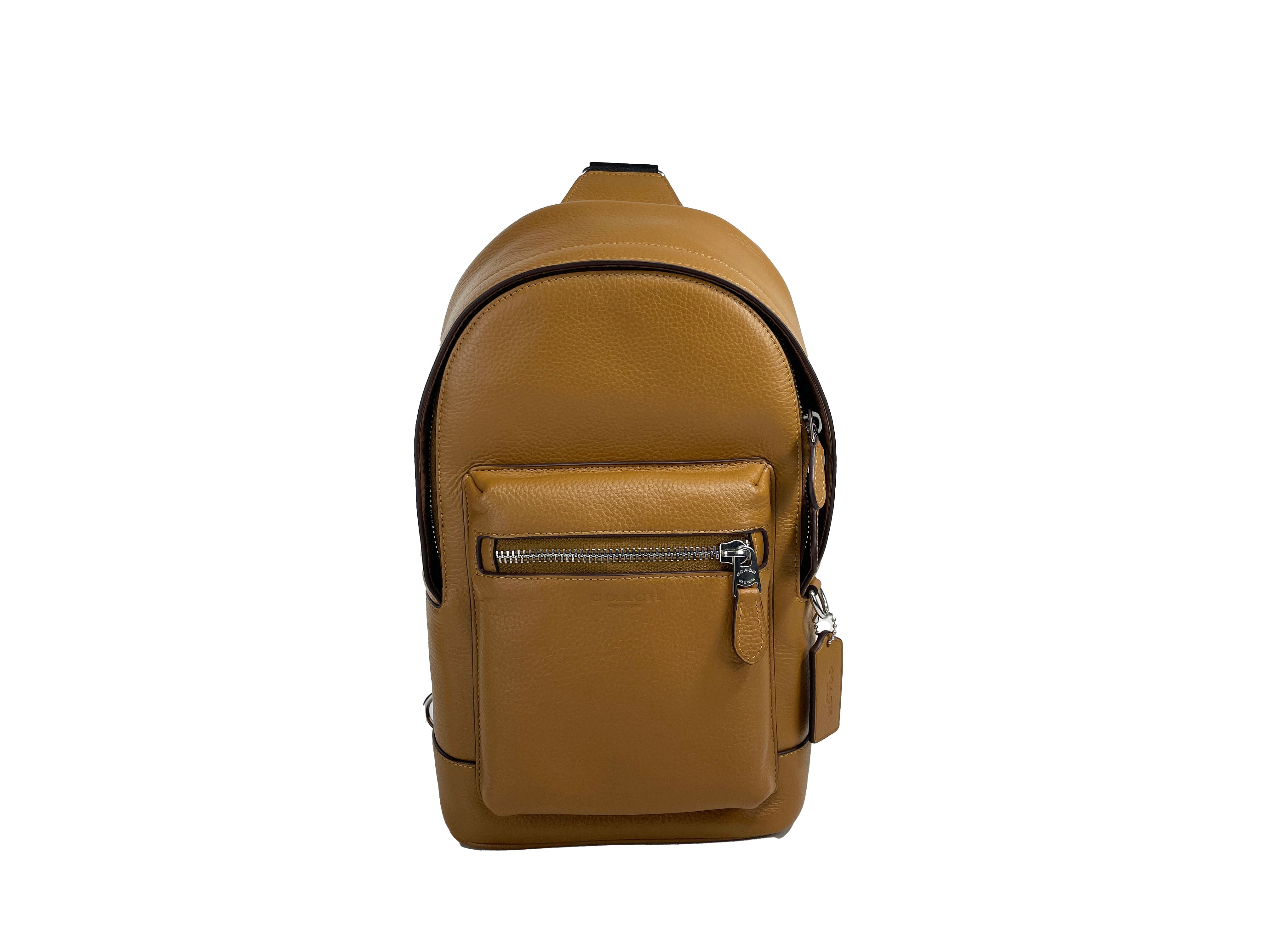 Coach West Pack Sling Bag 2540 Brown Pebble Leather Crossbody Backpack