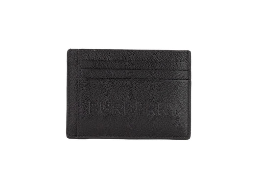 Burberry Chase Black Embossed Leather Money Clip Card Case