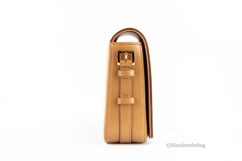 Burberry Grace Small Nutmeg Leather Flap Crossbody Clutch Handbag