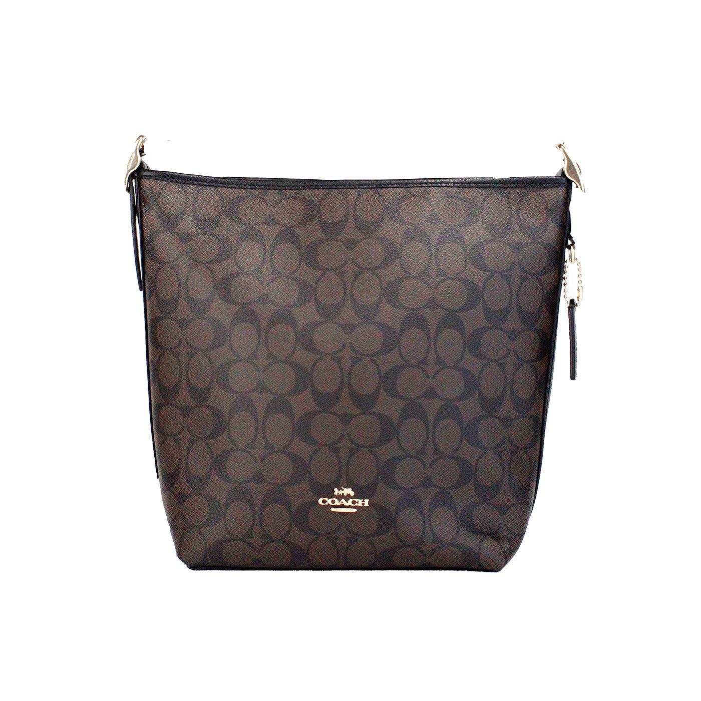 Coach Val Signature Brown Black Leather Duffle Shoulder