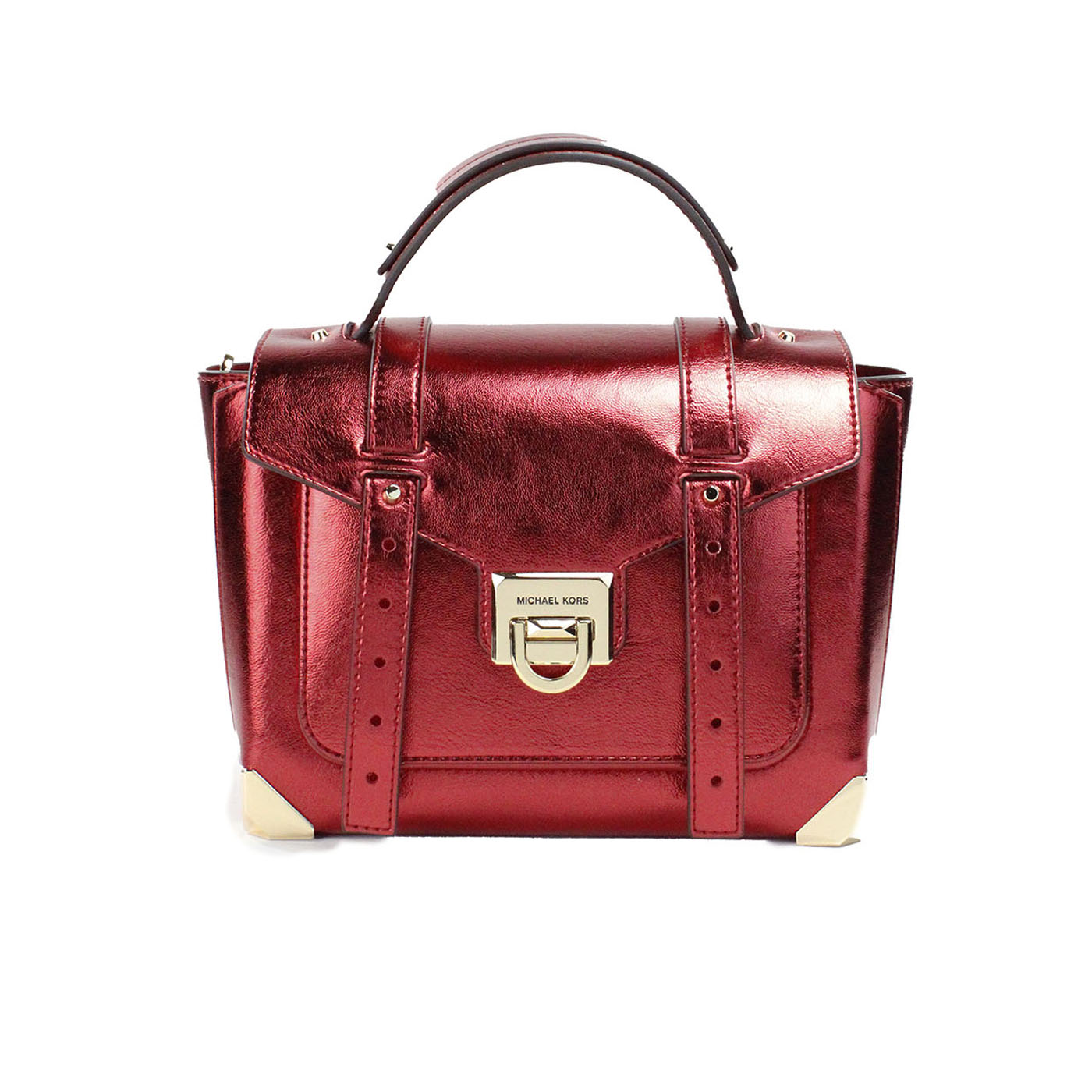 Michael Kors Manhattan Satchel Crossbody Bag Leather online Ruby Red