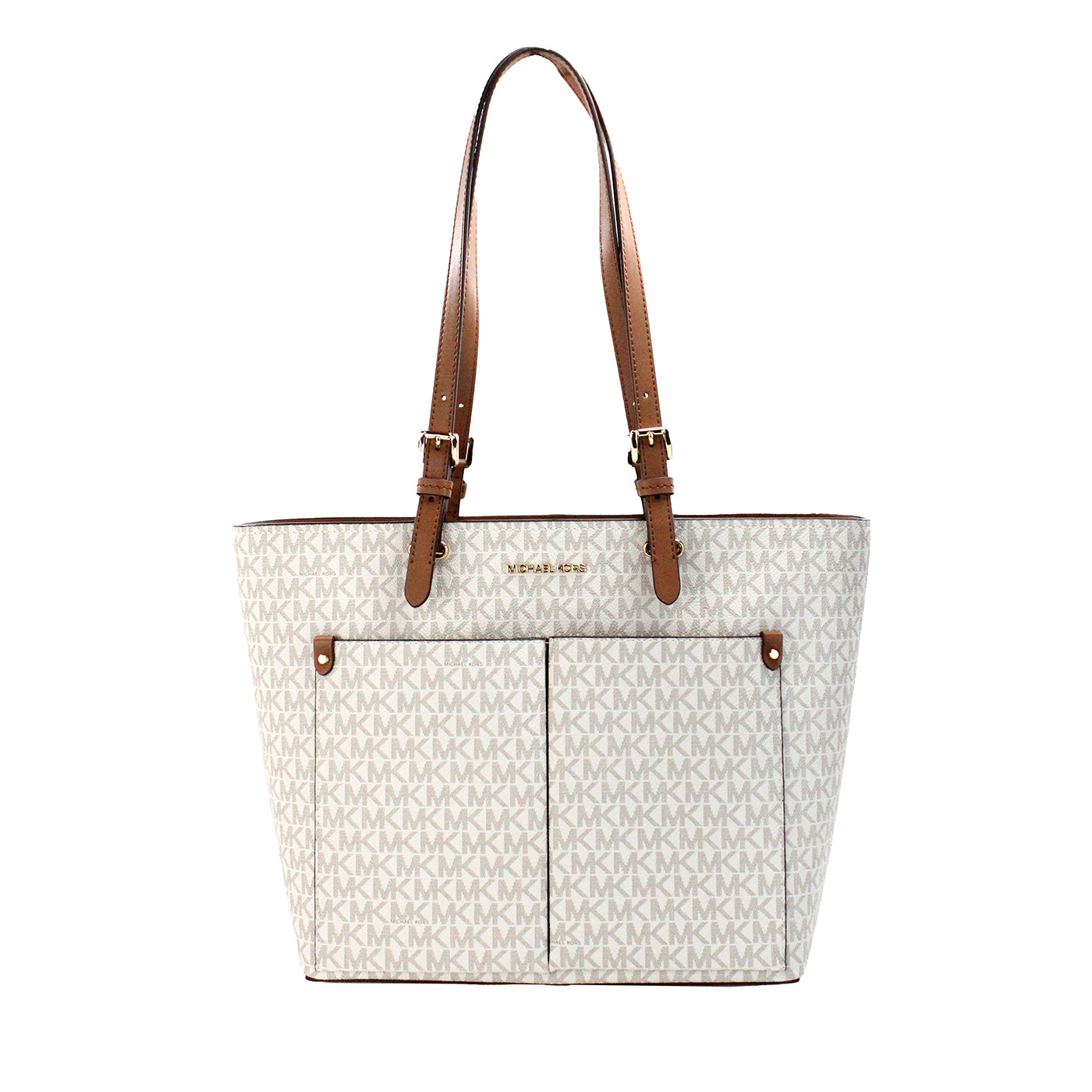 Michael Kors Jet Set Vanilla PVC Double Pocket Tote –
