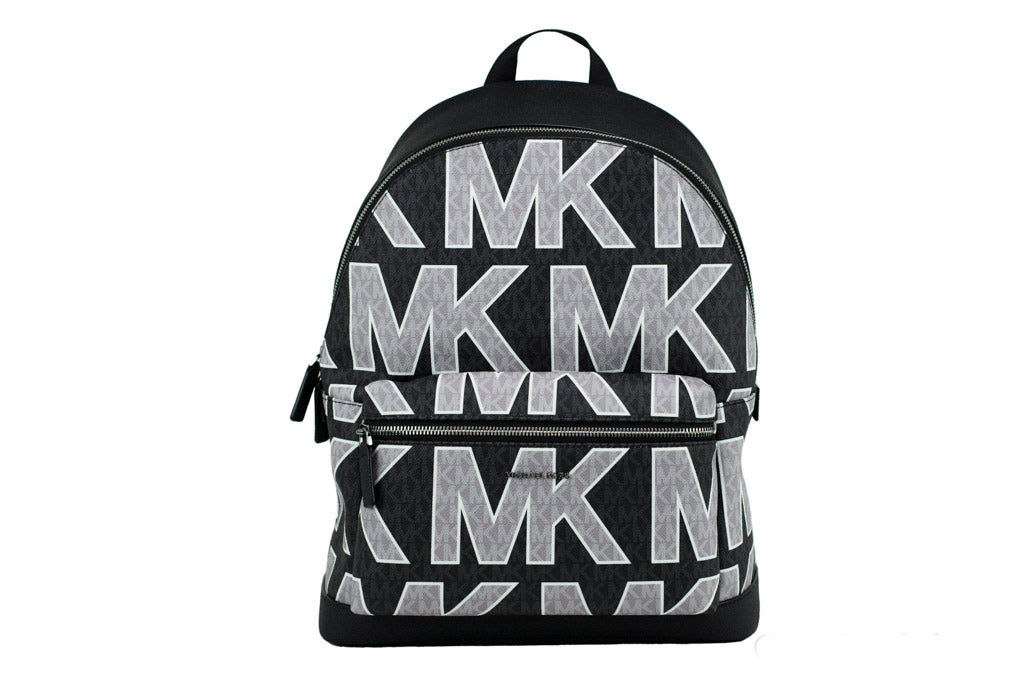 Michael Kors Adult's Men's Unisex Cooper Signature Pvc Graphic Logo Backpack  (black White Multi) In Brown