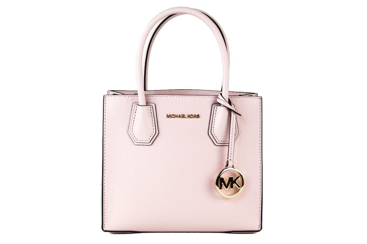 Michael Kors Mercer Medium Leather Messenger Crossbody Handbag (Powder Blush