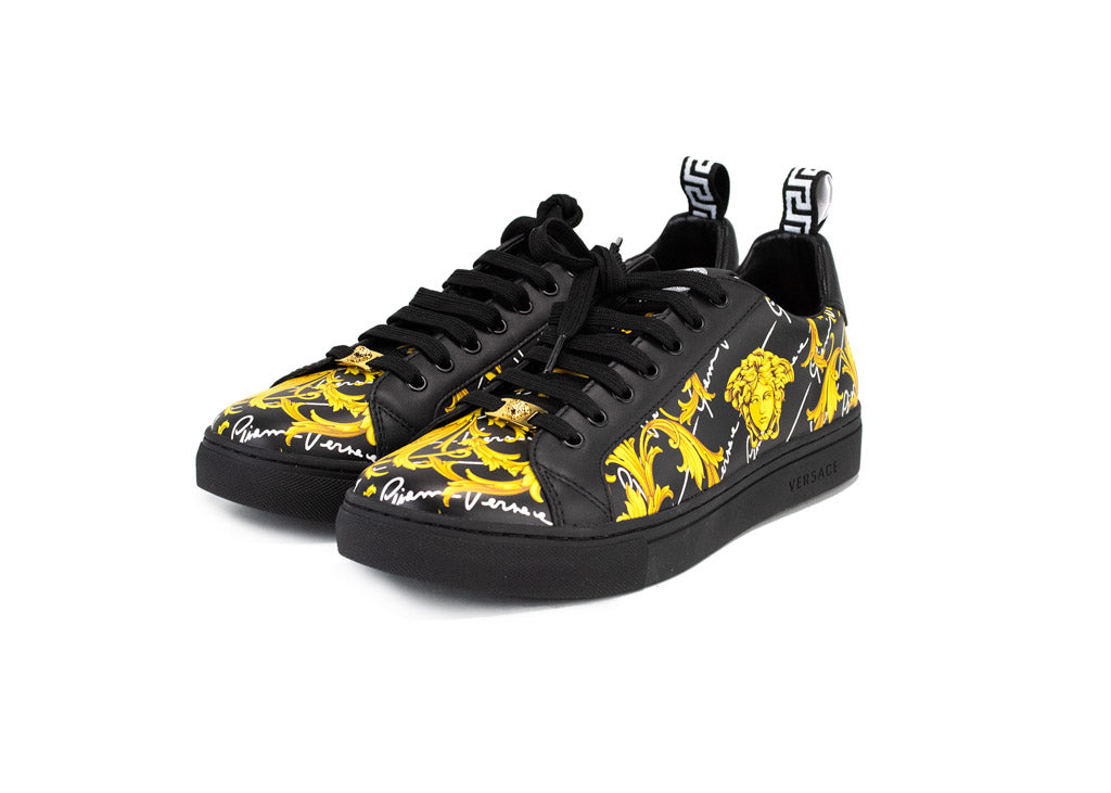 Versace Low Top Leather Vitello Barocco Sneakers - Main Image