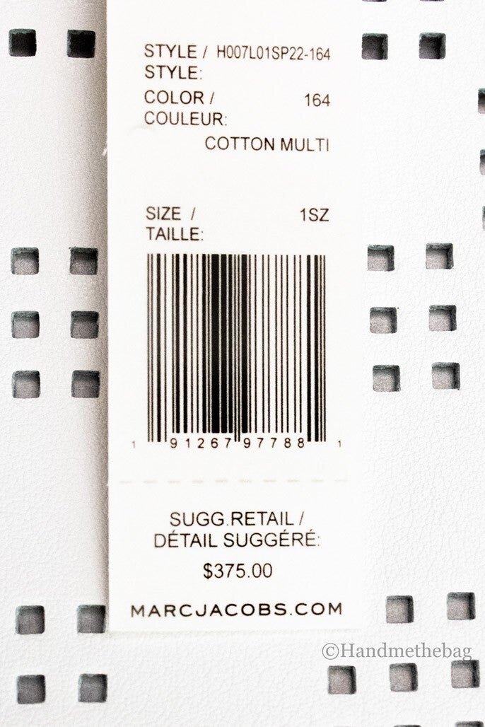 Marc Jacobs Mini Grind Cotton Perforated Leather Crossbody Tote Bag Purse