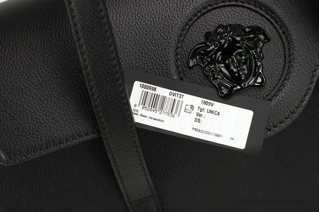 Versace Medusa Black Pebbled Leather Briefcase Shoulder Tote Handbag Purse