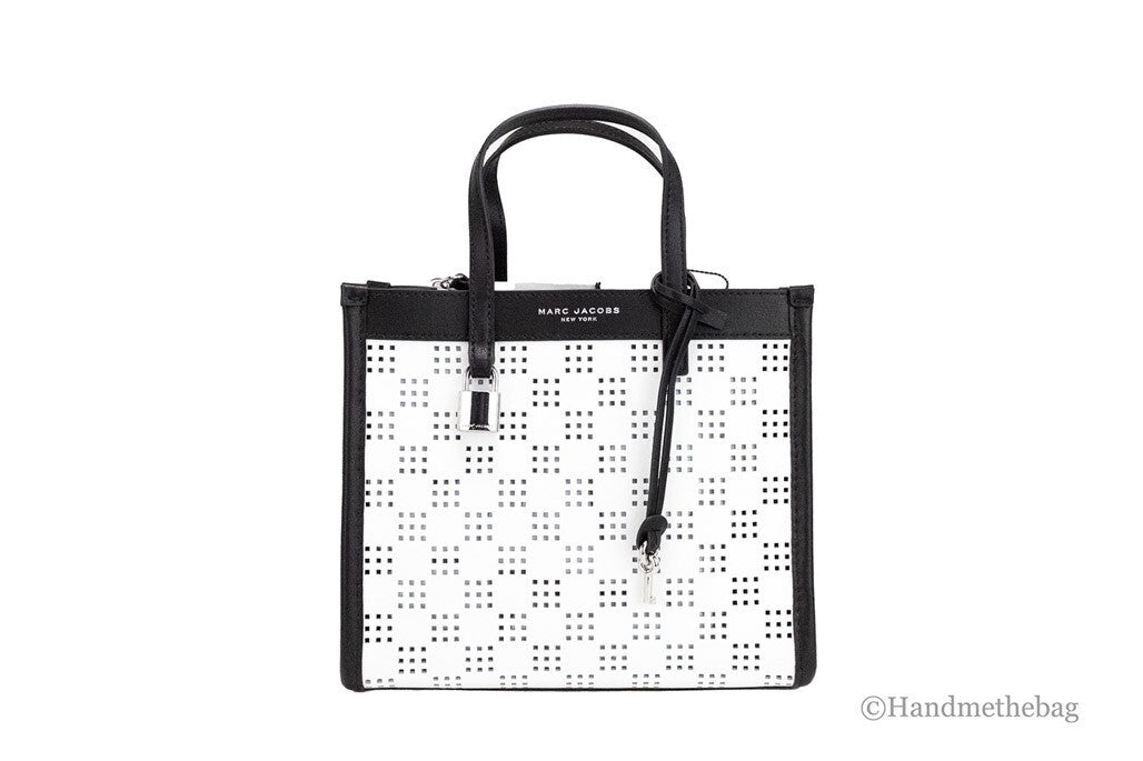 Marc Jacobs Mini Grind Cotton Perforated Leather Crossbody Tote Bag Purse