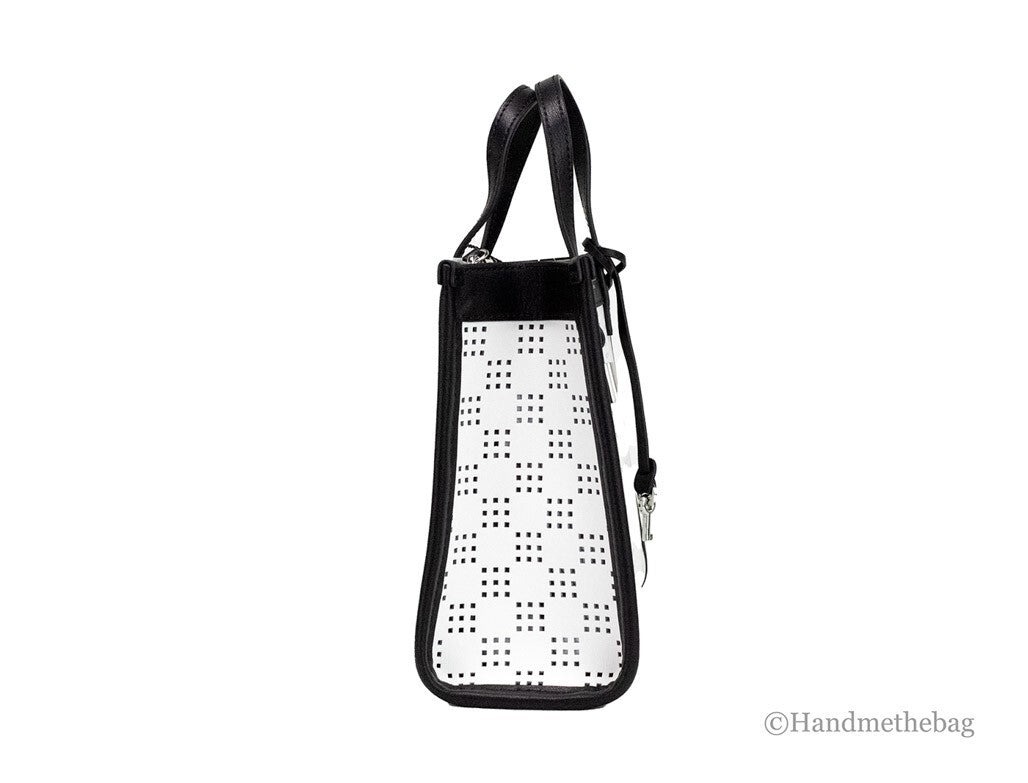 Marc Jacobs Mini Grind Cotton Perforated Leather Crossbody Tote Bag Purse