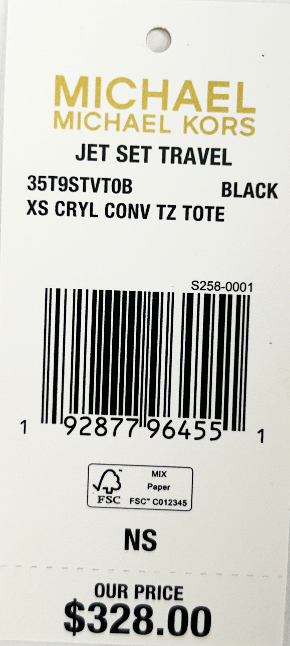 Michael Kors Jet Set Black Signature XS Carryall Tote Bag