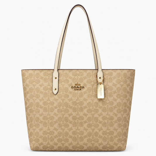 Coach Signature Canvas Town Tote Shoulder Bag