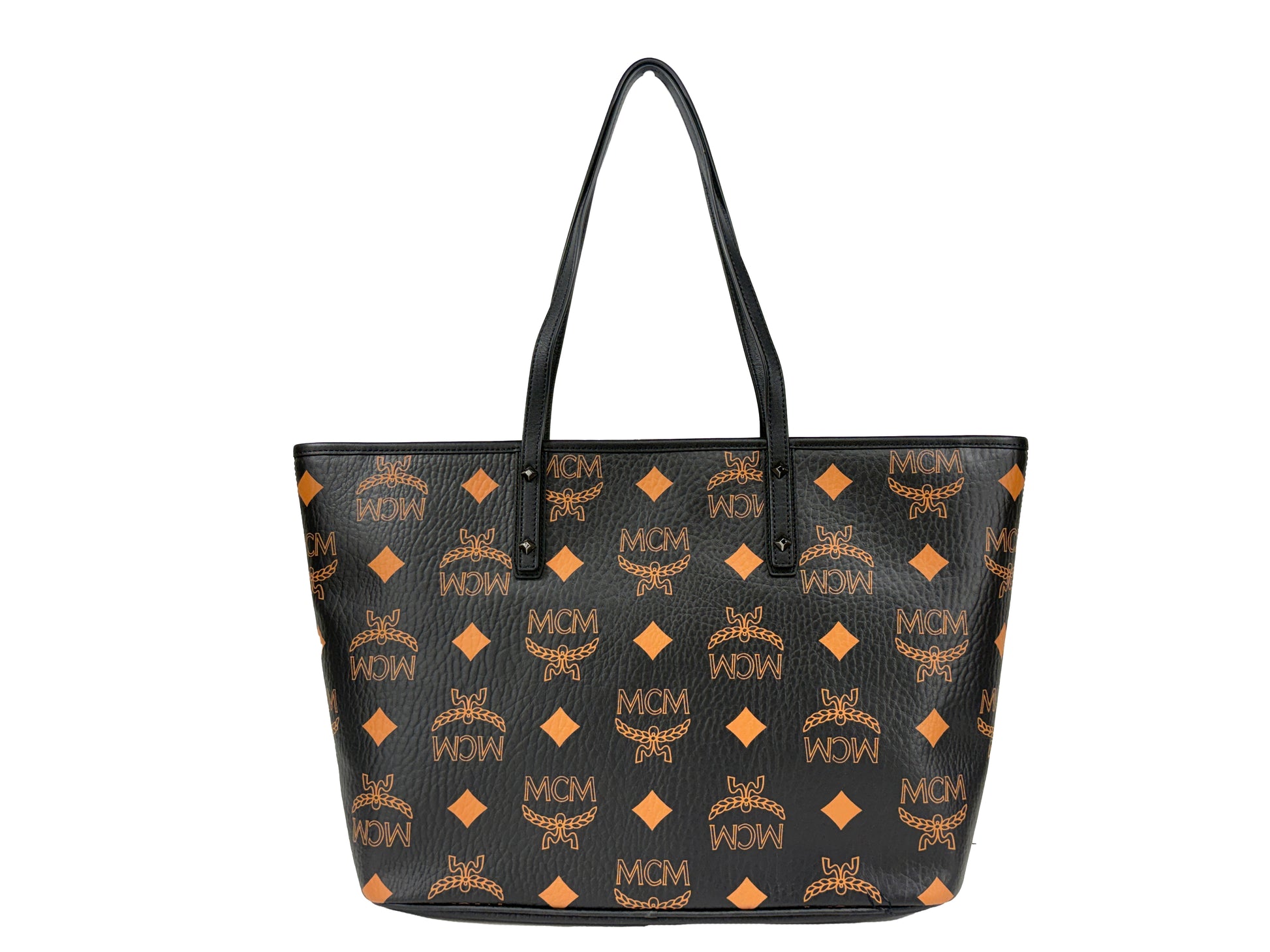MCM Aren Black Leather Shoulder Tote Bag