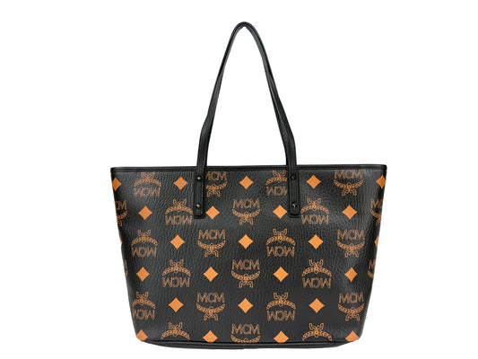 MCM Aren Black Leather Shoulder Tote Bag