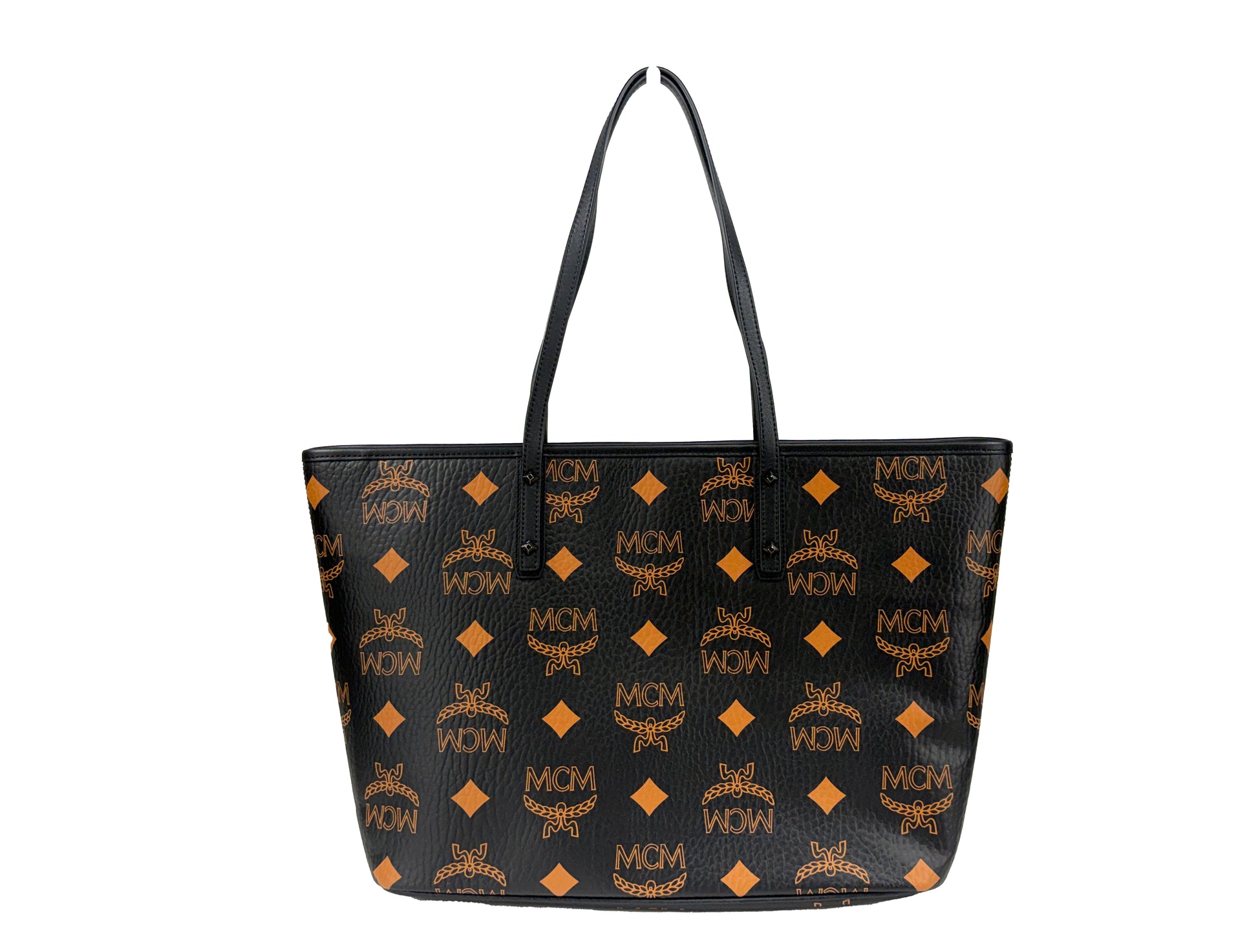 MCM Aren Black Leather Shoulder Tote Bag