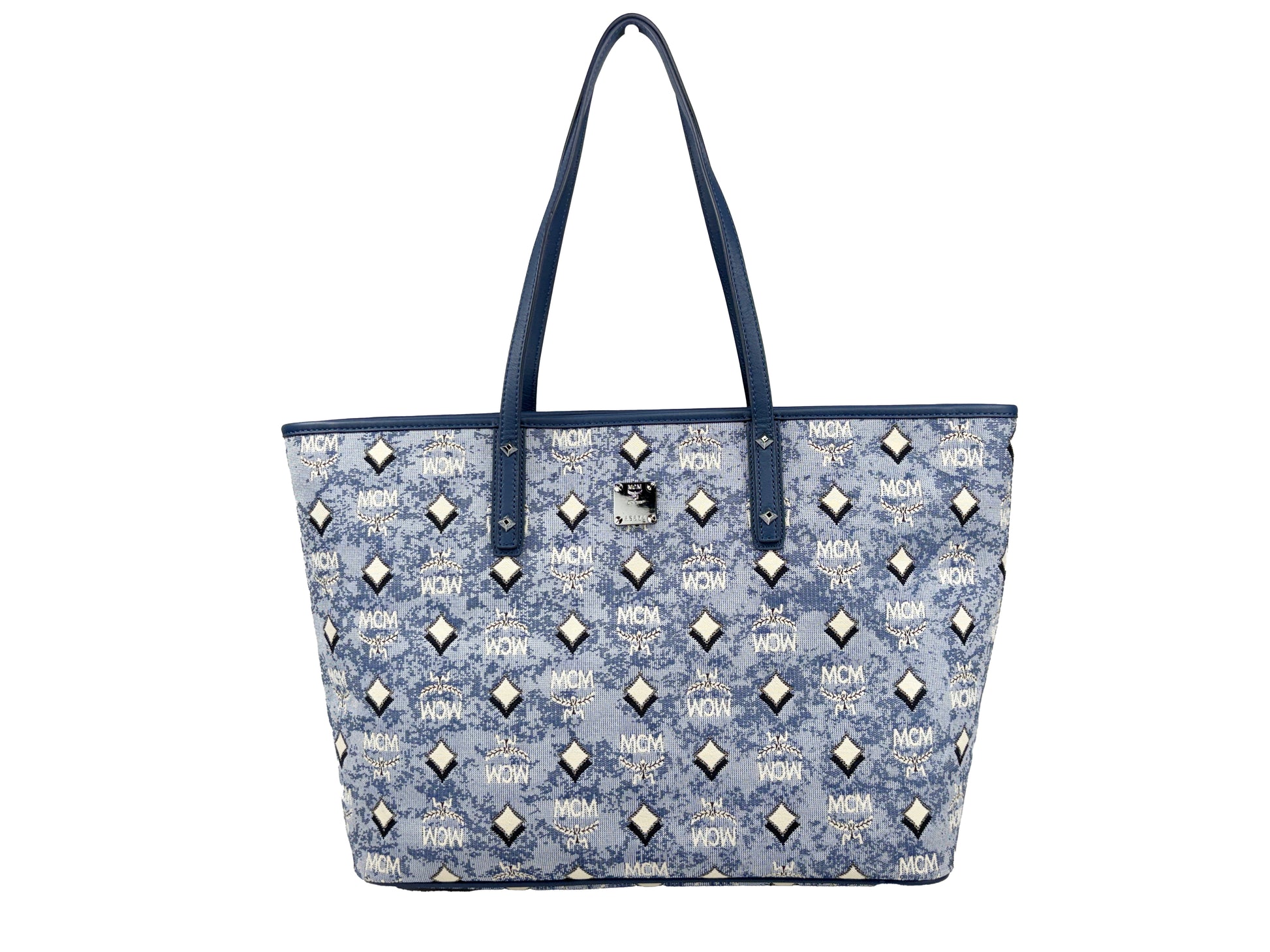 MCM Aren Denim Blue Shoulder Tote Bag