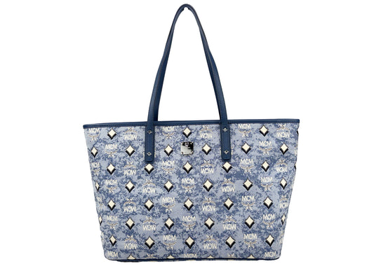 MCM Aren Denim Blue Shoulder Tote Bag