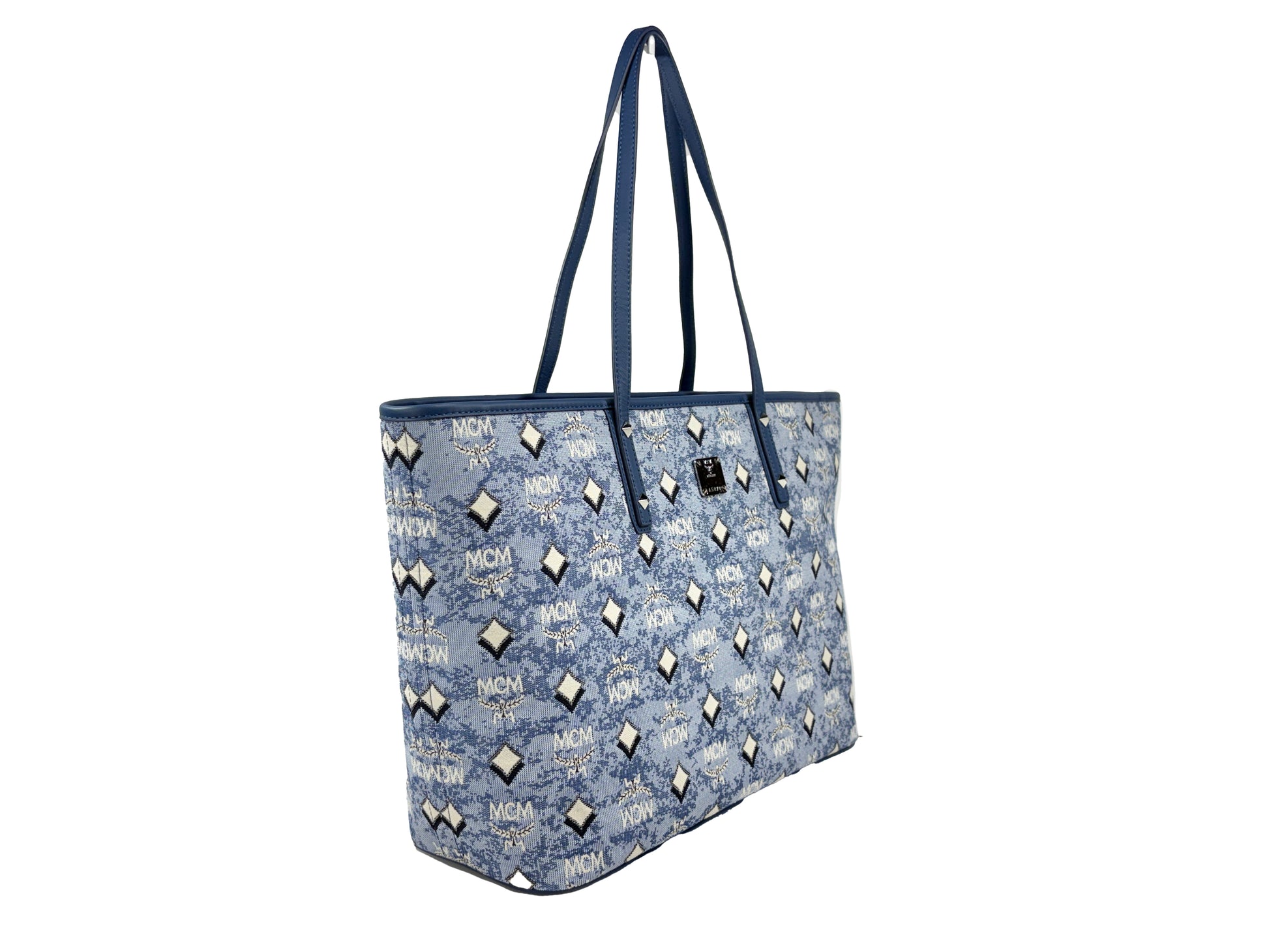 MCM Aren Denim Blue Shoulder Tote Bag