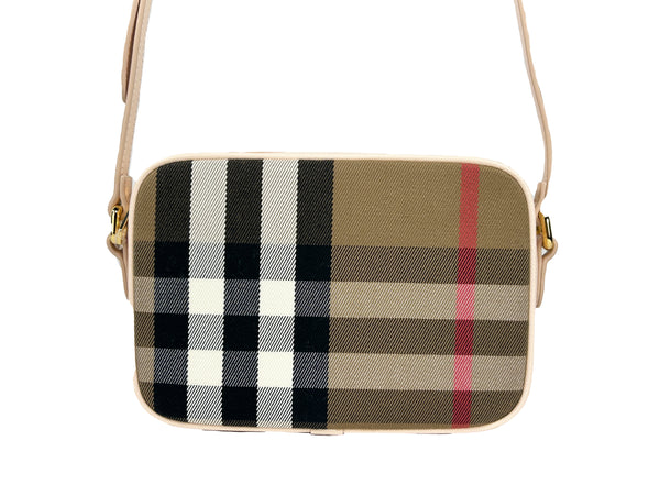 Burberry Small Leather Camera Crossbody Check Bag