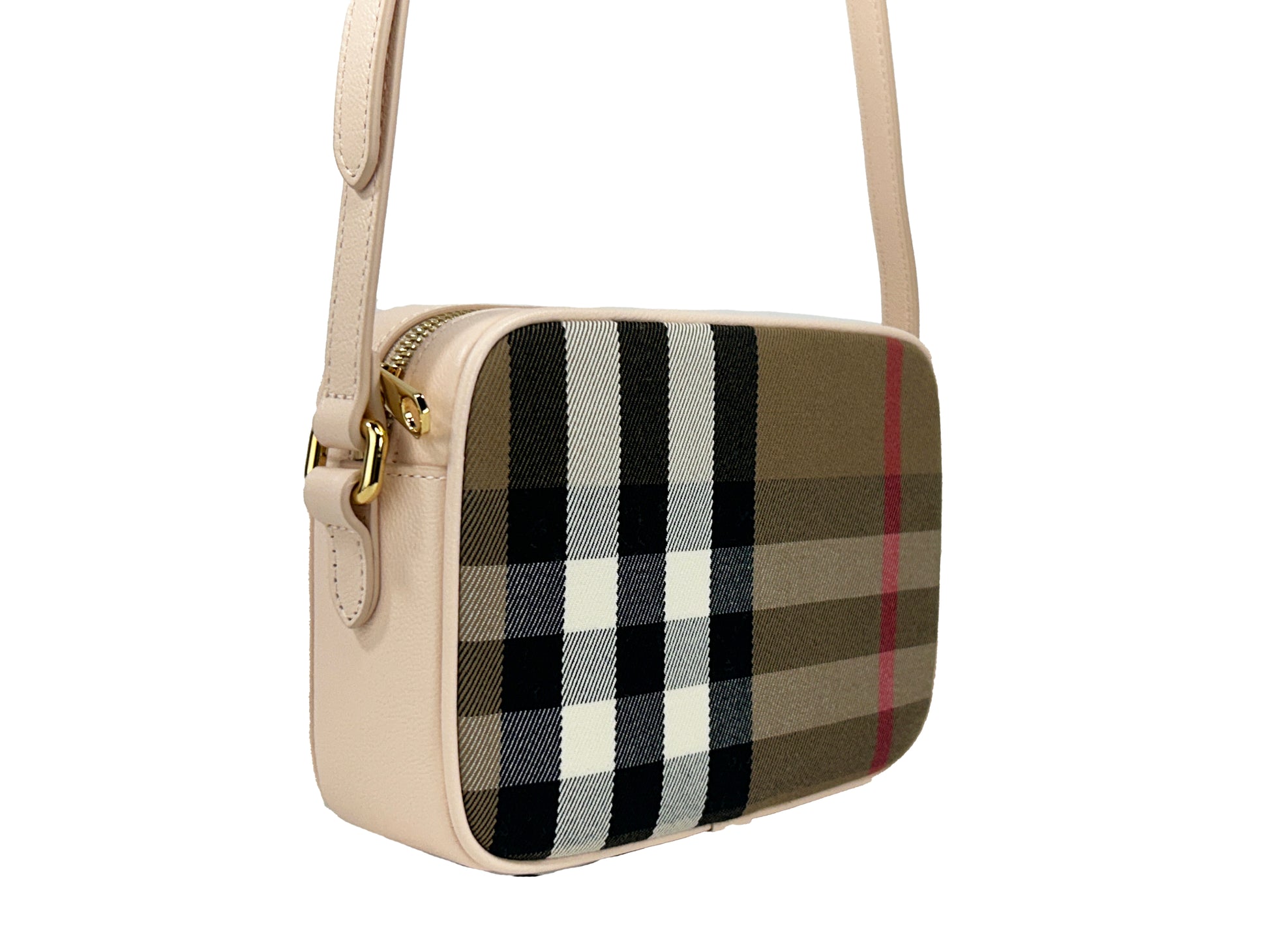 Burberry Small Leather Camera Crossbody Check Bag