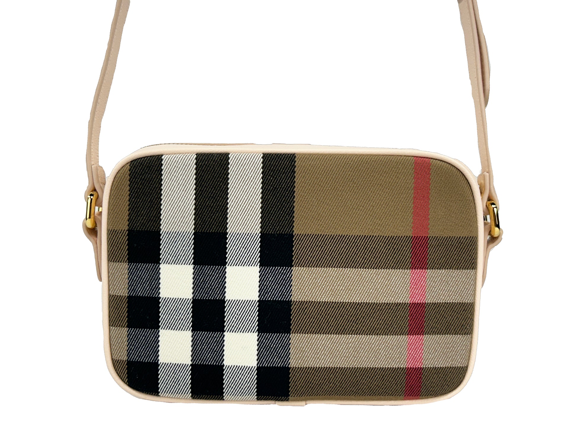 Burberry Small Leather Camera Crossbody Check Bag