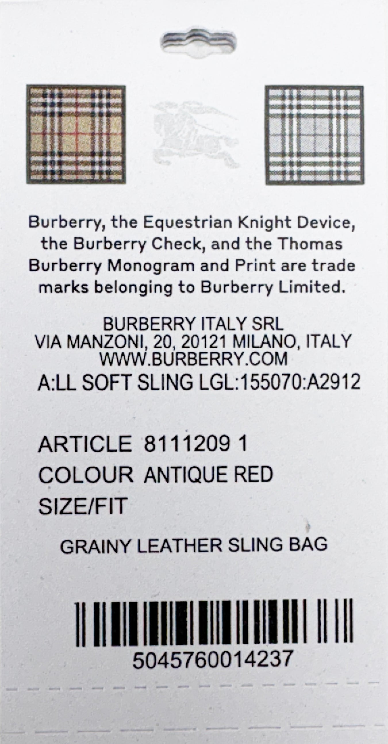 Burberry Large Leather Soft Sling Bag Crossbody