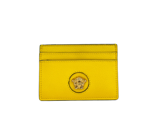Versace Mini Medusa Yellow Leather Slim Card Case Wallet