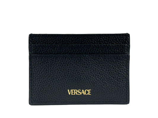 Versace Mini Medusa Black Leather Slim Card Case Wallet