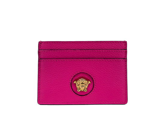 Versace Mini Medusa Grainy Leather Slim Card Case Wallet