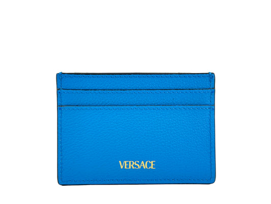 Versace Mini Medusa Blue Leather Slim Card Case Wallet