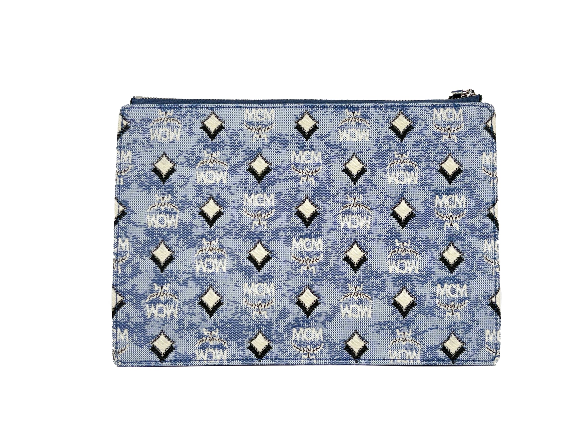 MCM Aren Flat Pouch Denim Crossbody Bag