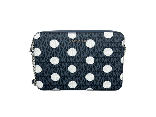 Michael Kors East West Leather Zip Chain Crossbody Bag