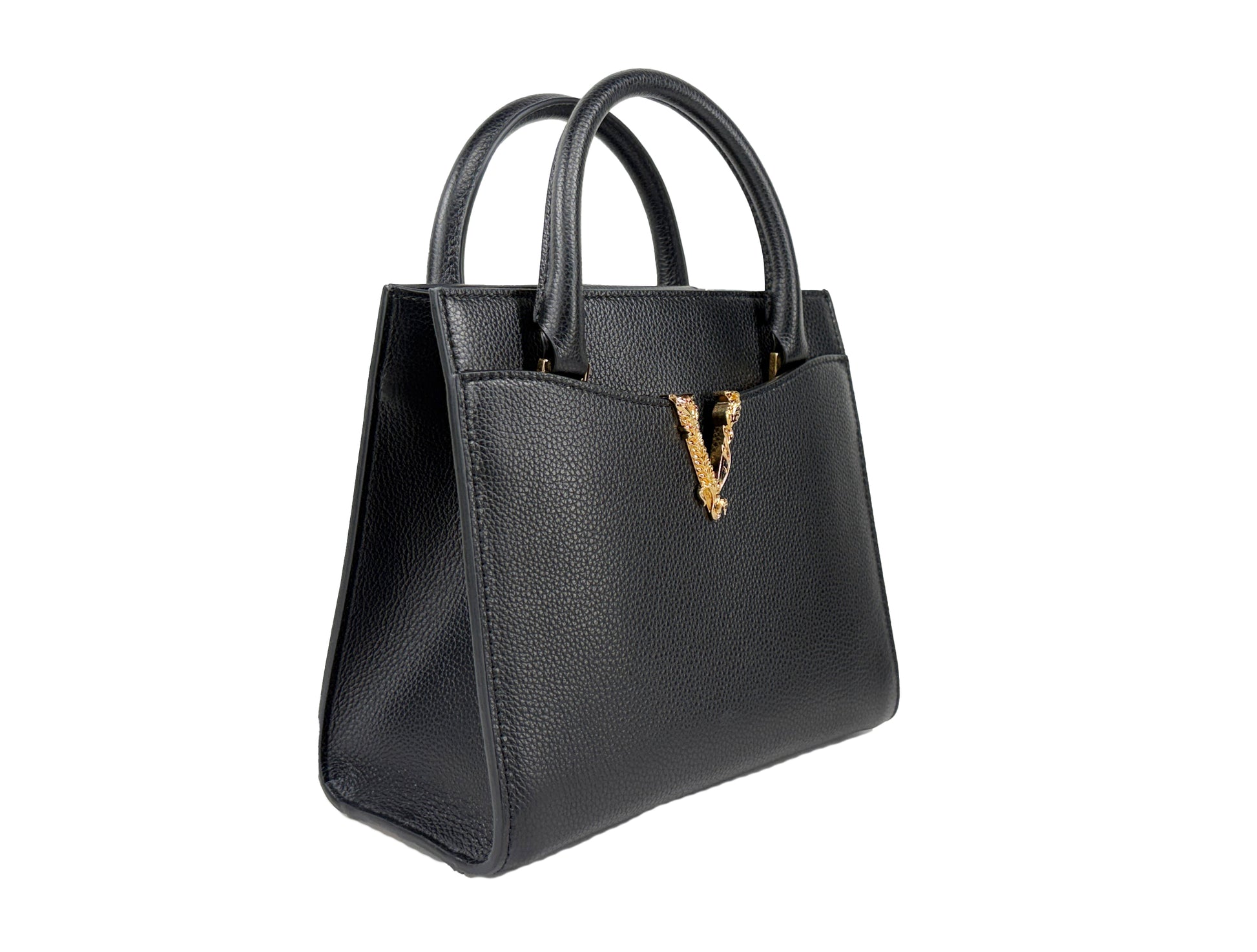 Versace Virtus Small Leather Top Handle Satchel Bag