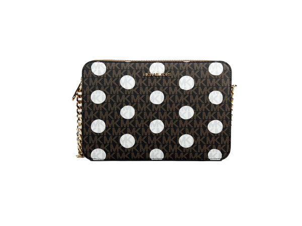 Michael Kors East West Leather Zip Chain Crossbody Bag