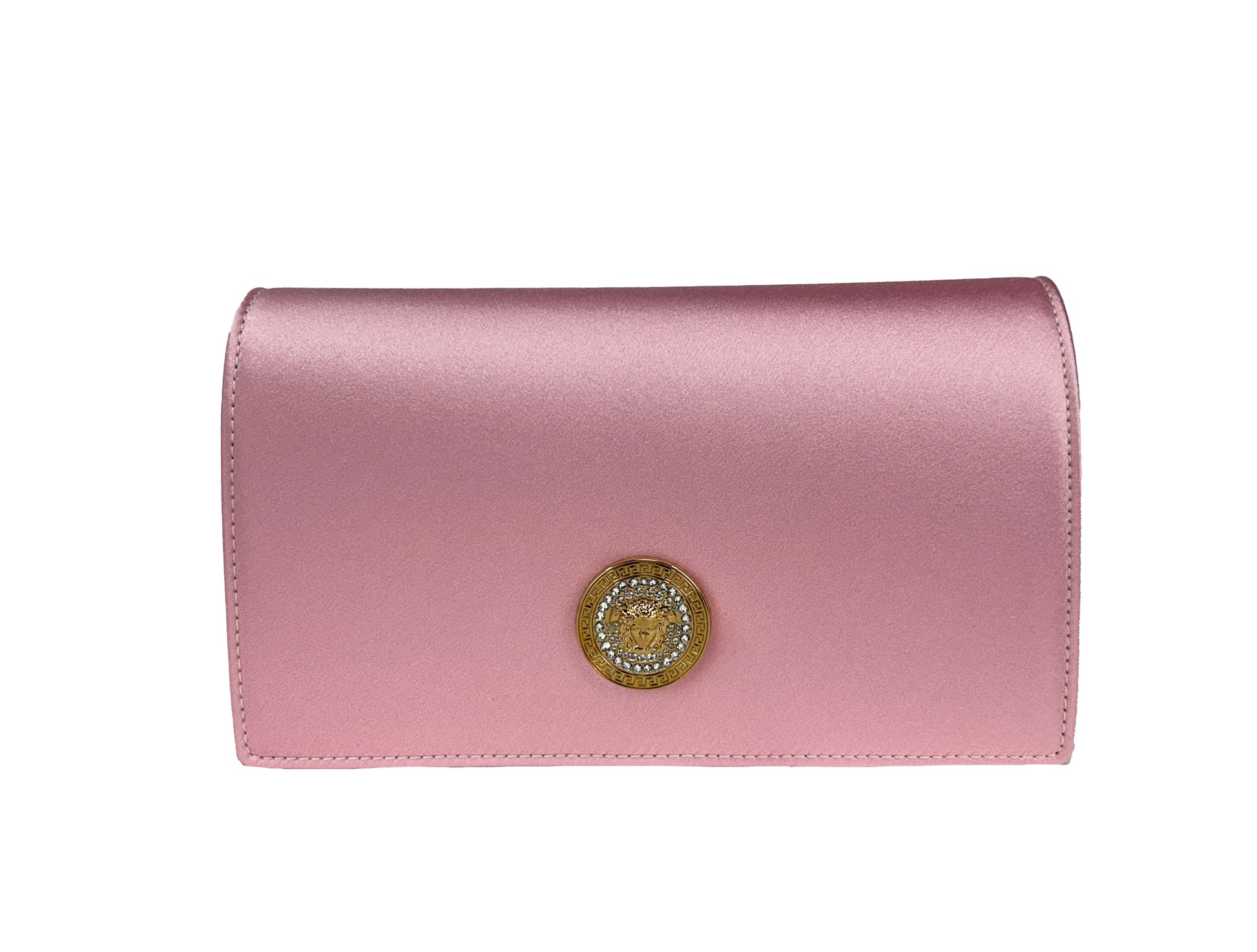 Versace Medusa Crystal Satin Mini Chain Crossbody