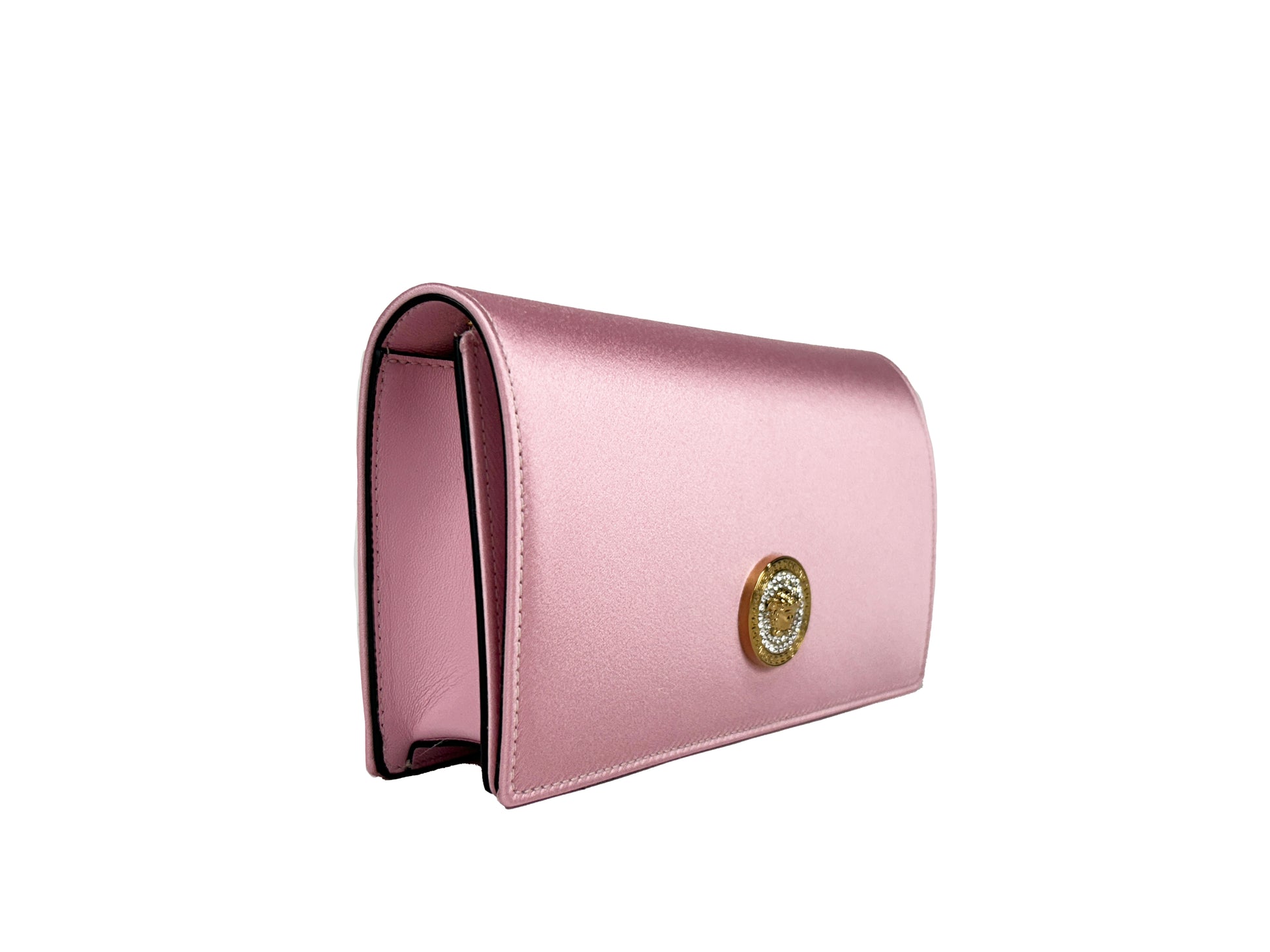 Versace Medusa Crystal Satin Mini Chain Crossbody