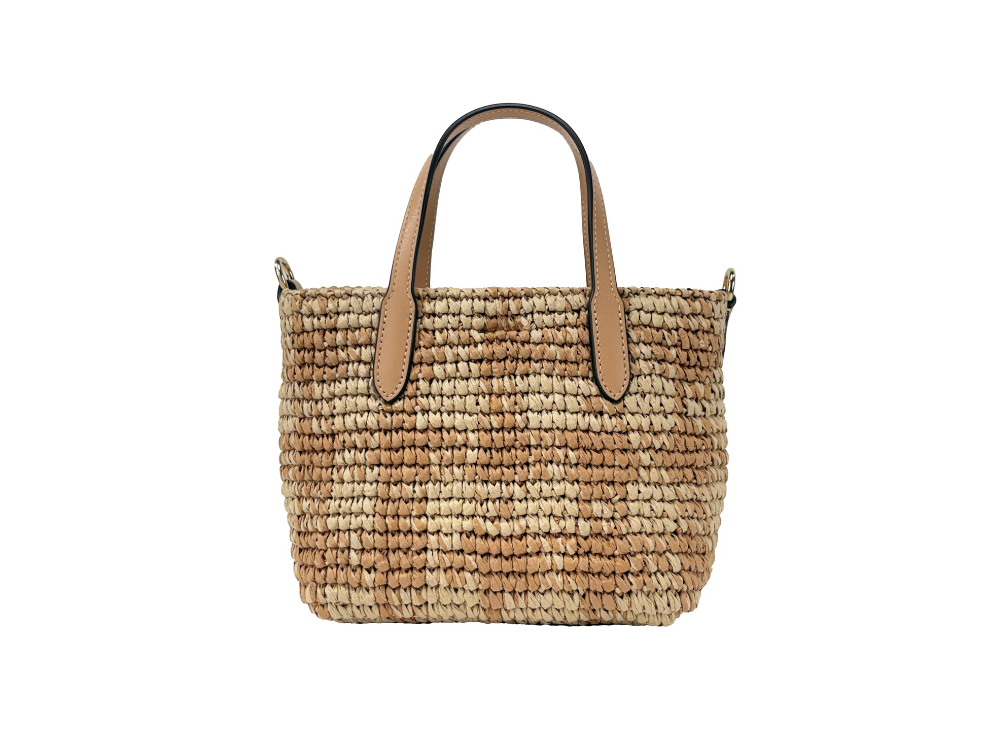 Coach Mini City Gingham Straw Tote Crossbody Bag