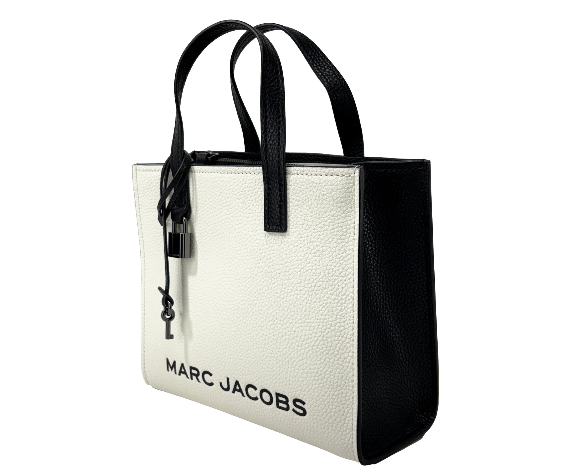 Marc Jacobs Mini Grind White Black Leather Crossbody Bag