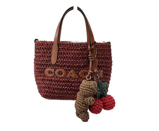 Coach Mini City Gingham Straw Tote Crossbody Bag