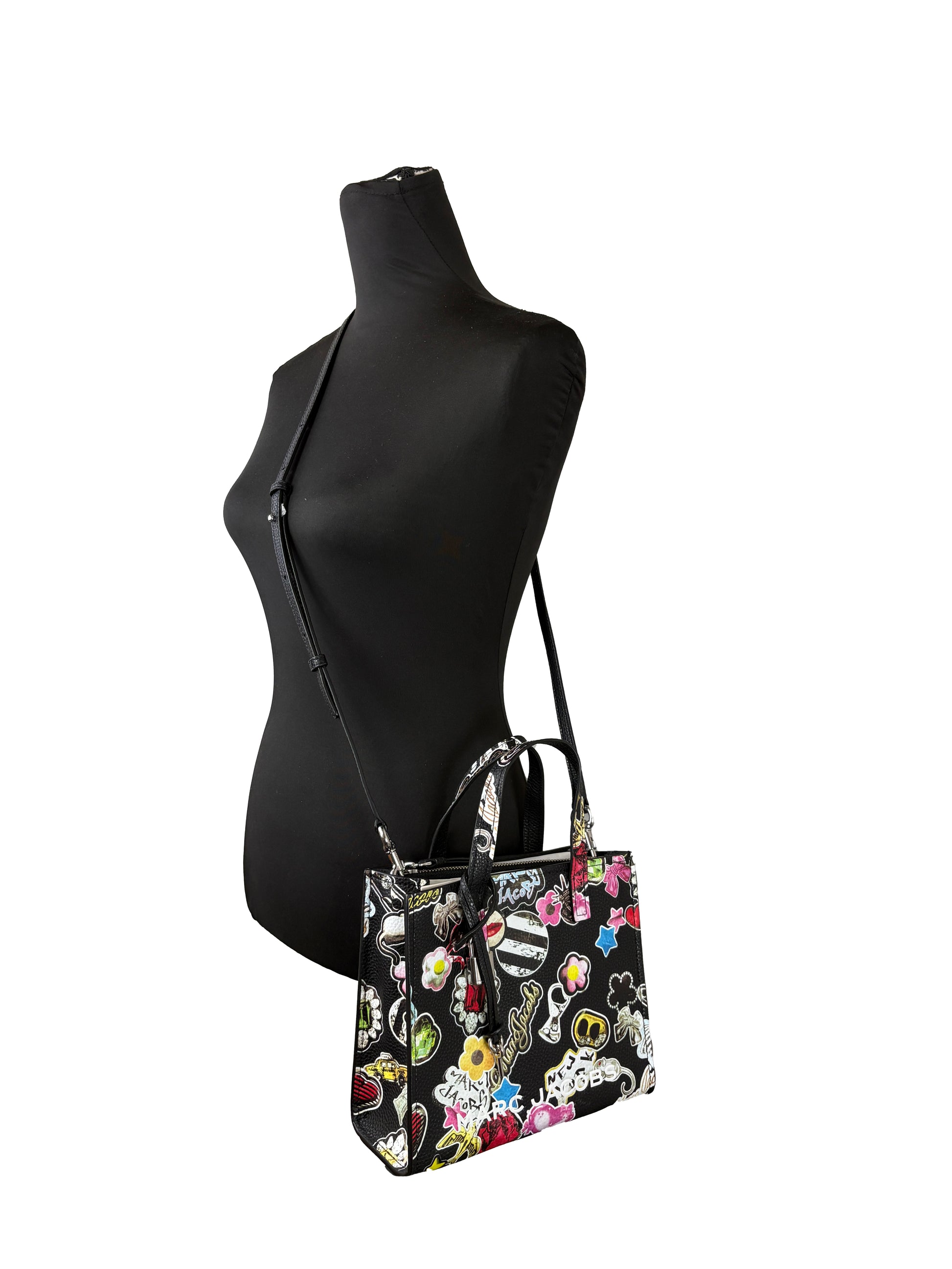 Marc Jacobs Mini Grind Black Sticker Leather Crossbody Bag