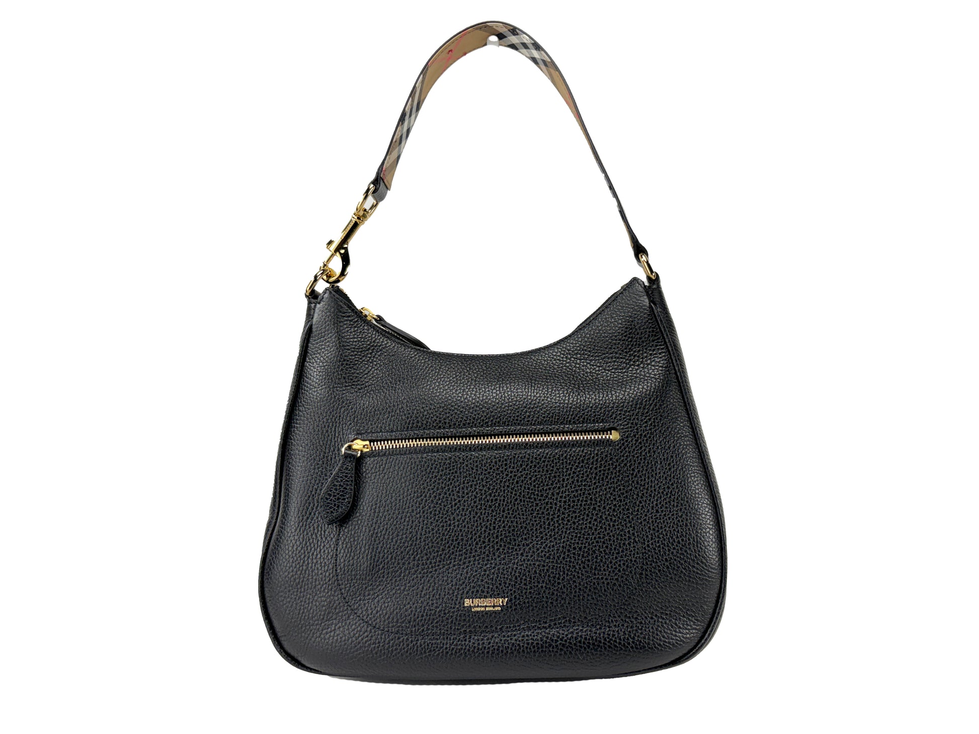 Burberry Hobo Leather Large Shoulder Bag