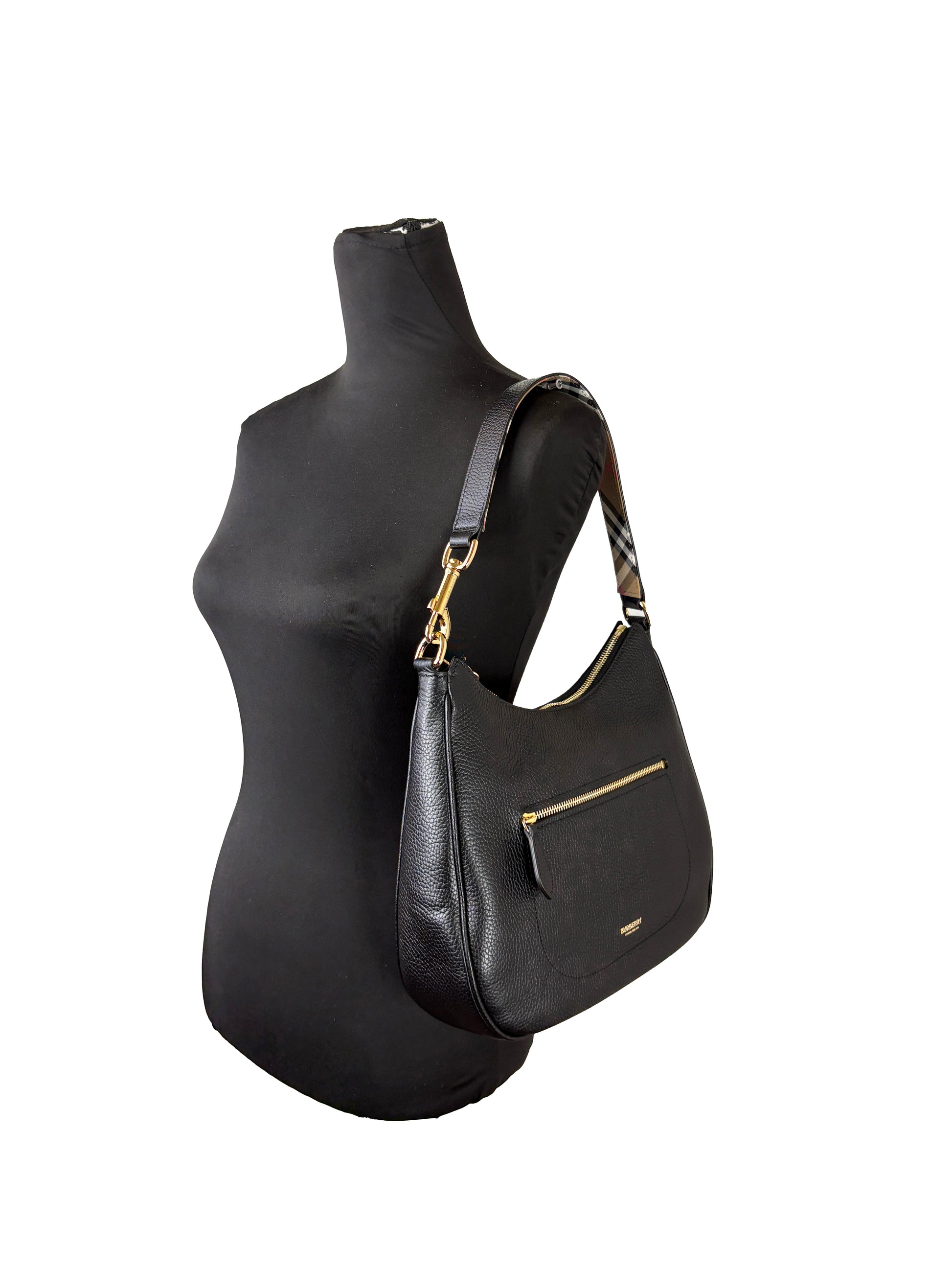 Burberry Hobo Leather Large Shoulder Bag
