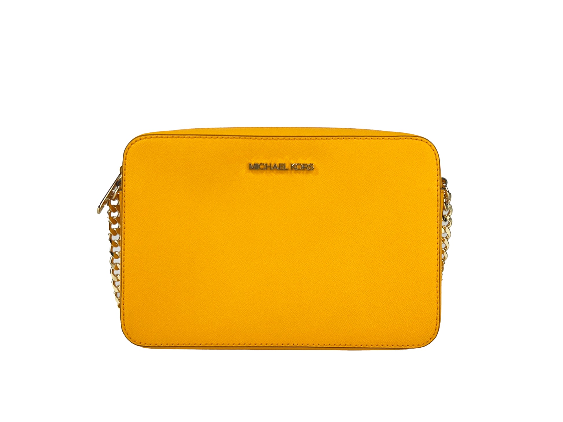 Michael Kors East West Leather Zip Chain Crossbody Bag