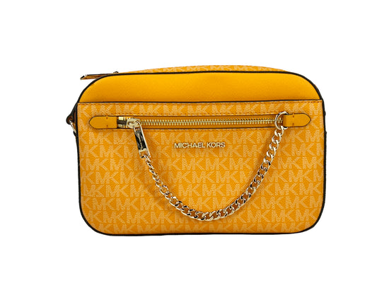 Michael Kors East West Leather Zip Chain Crossbody Bag