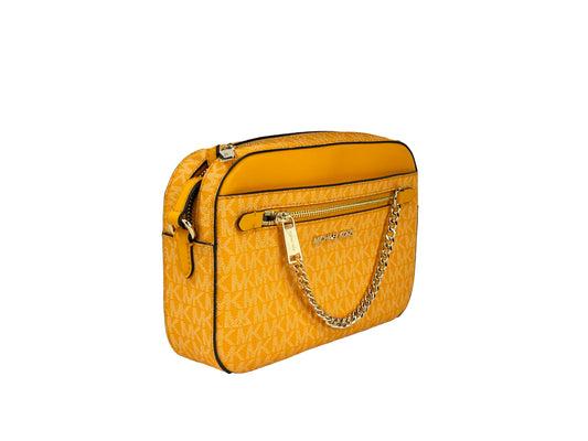 Michael Kors East West Leather Zip Chain Crossbody Bag