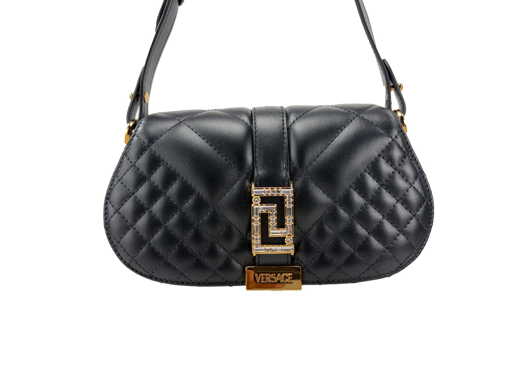 Versace Mini Black Greca Goddess Crossbody Bag