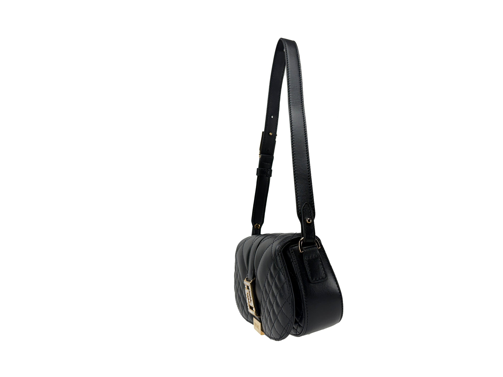 Versace Mini Black Greca Goddess Crossbody Bag