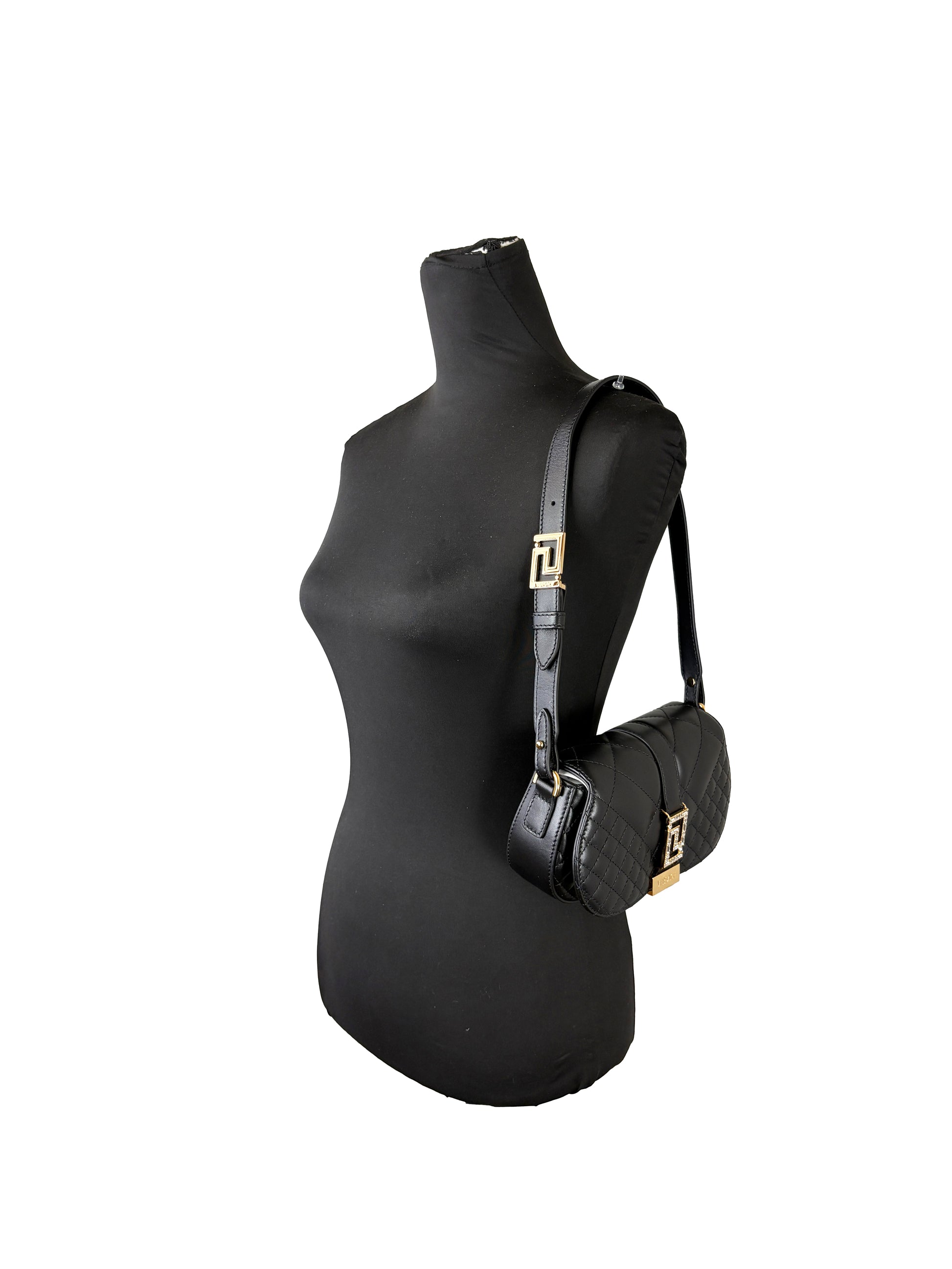 Versace Mini Black Greca Goddess Crossbody Bag