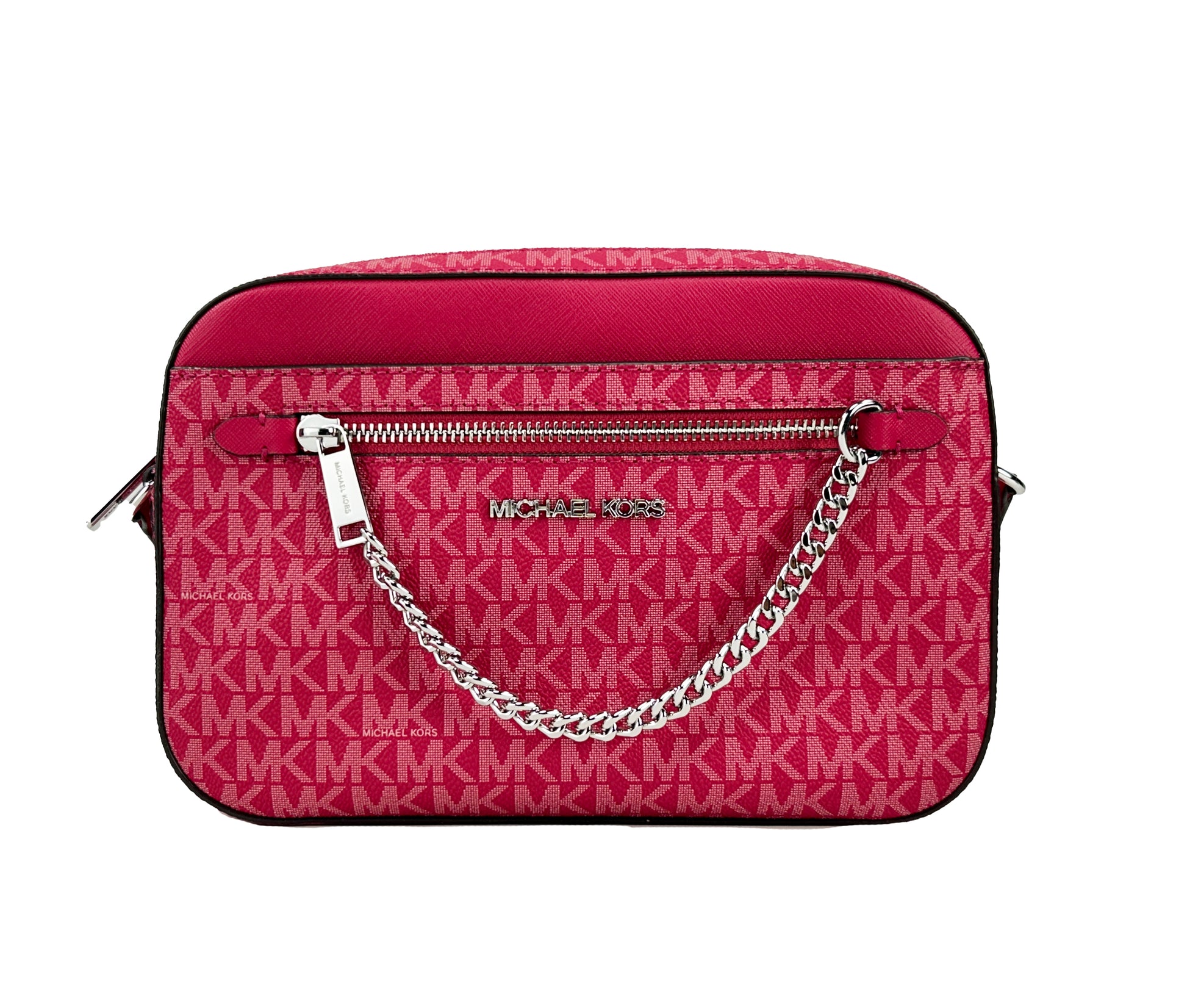 Michael Kors East West Leather Zip Chain Crossbody Bag