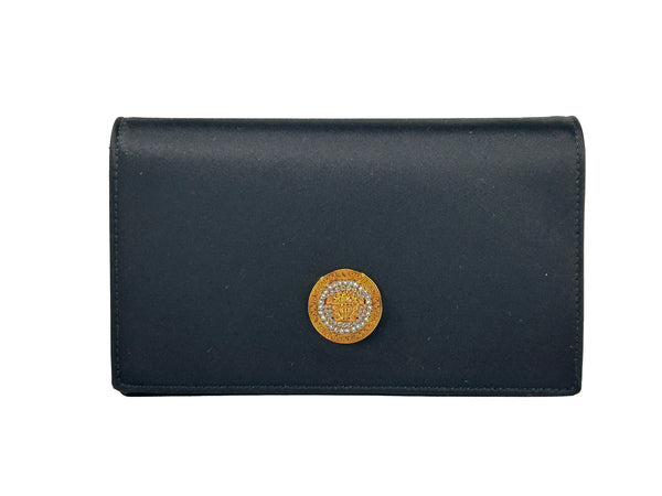 Versace Mini Chain Black Crossbody Wallet Bag
