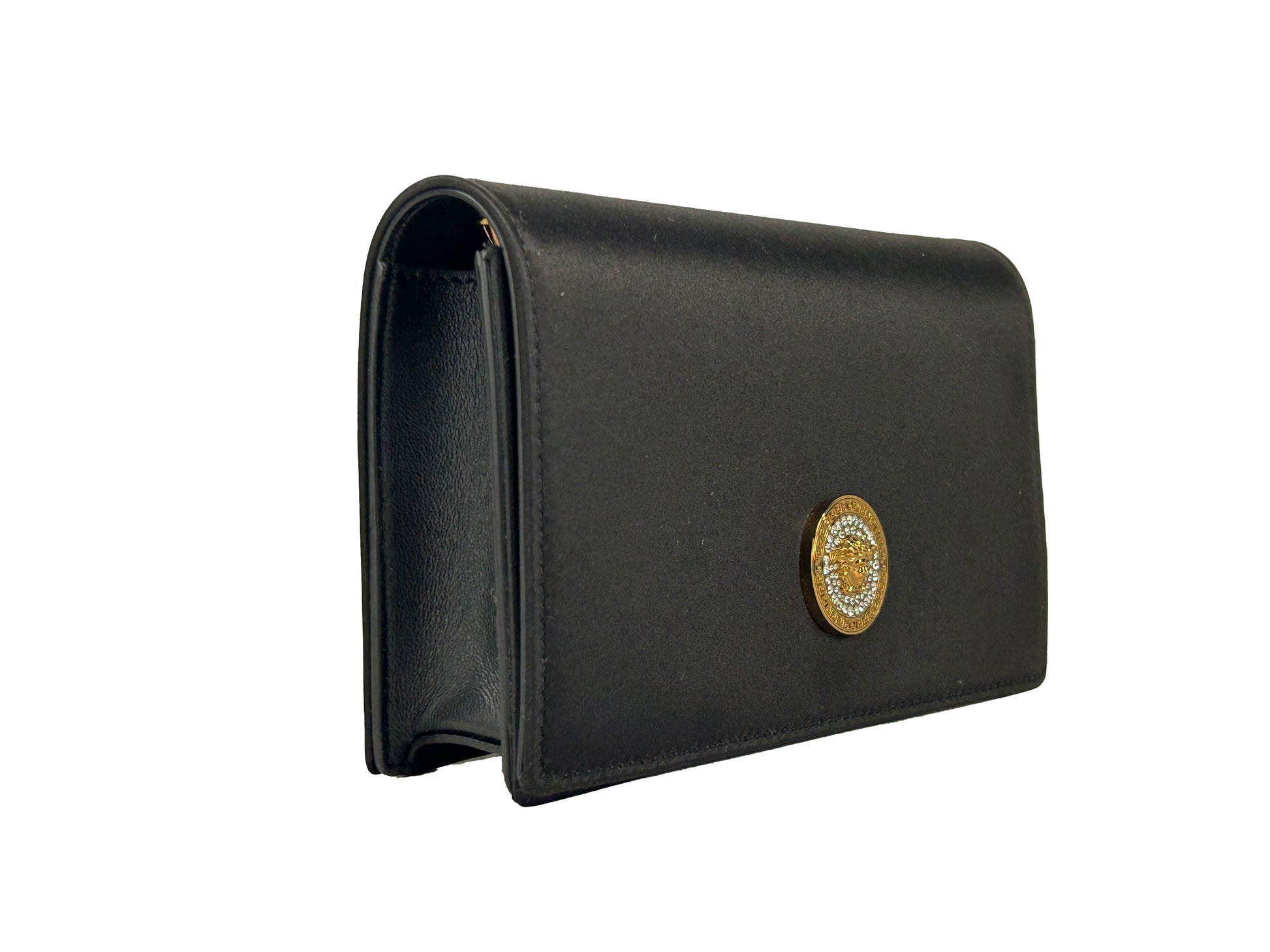 Versace Mini Chain Black Crossbody Wallet Bag